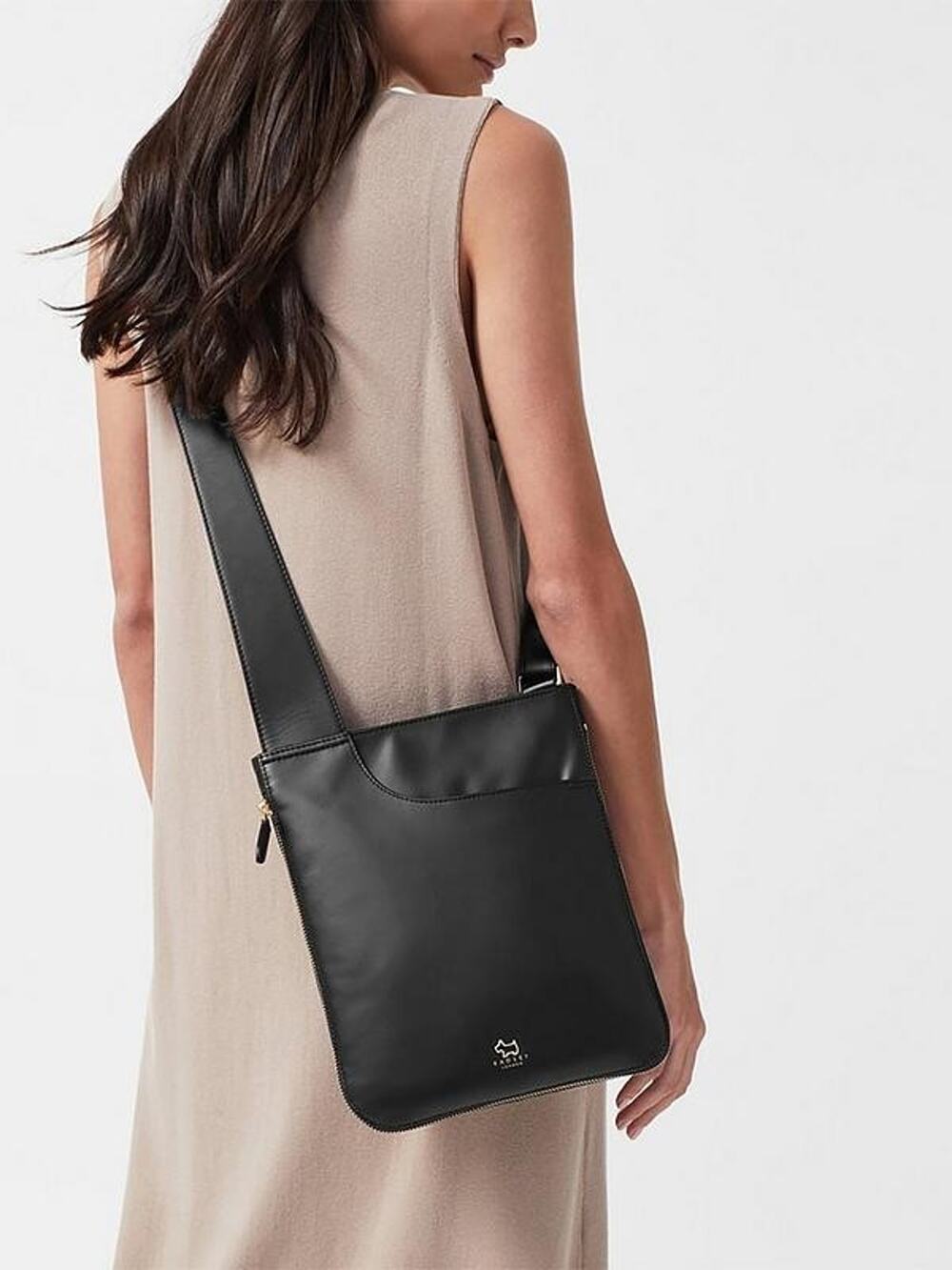 Radley London - Purse Leather Zip Crossbody Bag Expandable Sling Black B000808